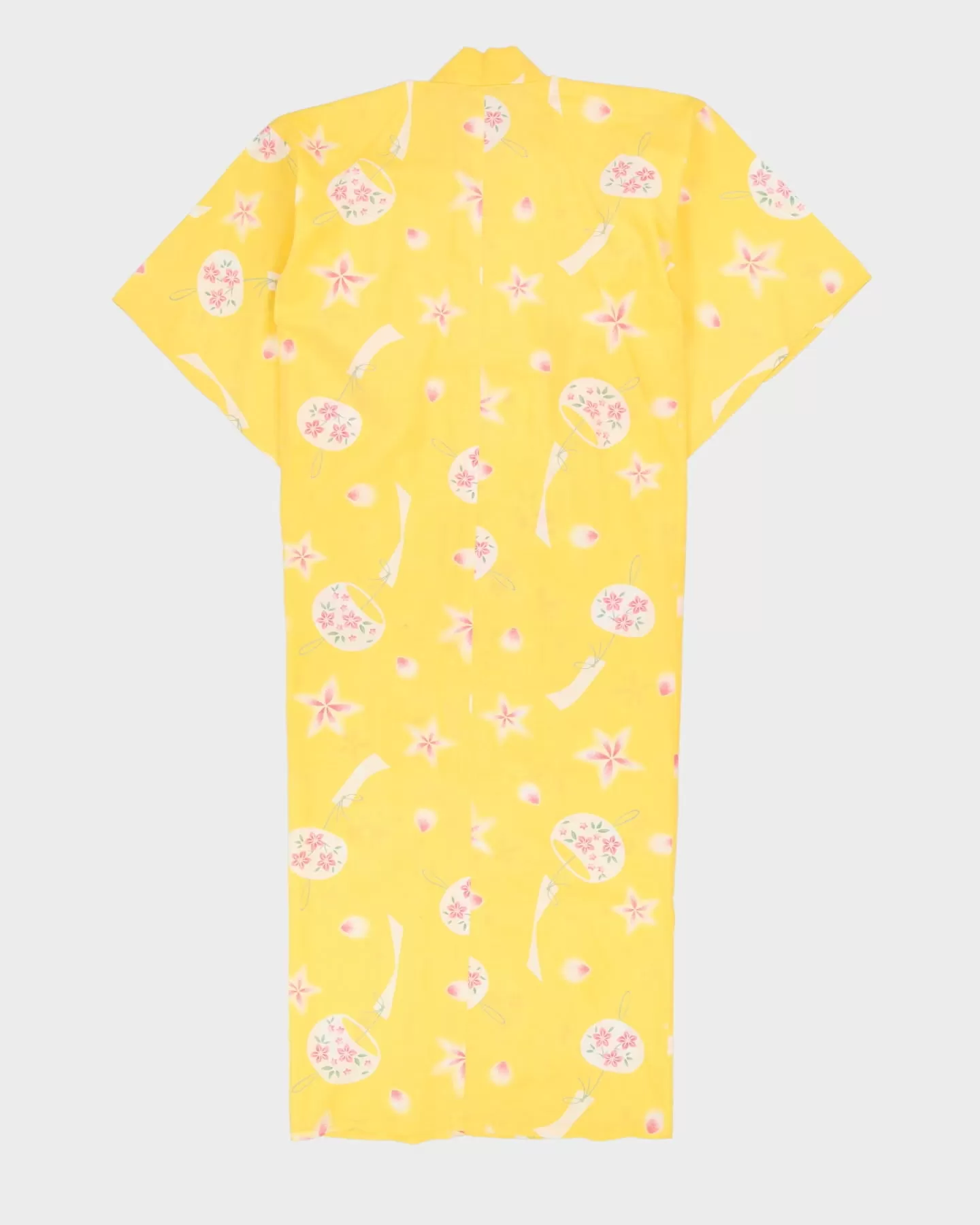 Yellow Patterned Yukata Summer Kimono - L